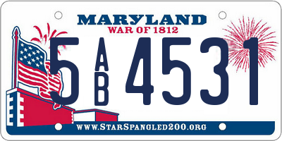MD license plate 5AB4531