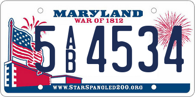 MD license plate 5AB4534