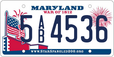 MD license plate 5AB4536