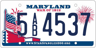 MD license plate 5AB4537