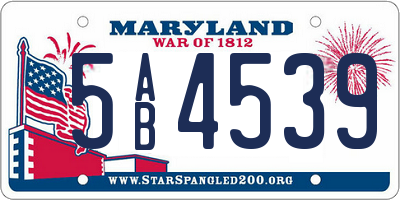 MD license plate 5AB4539