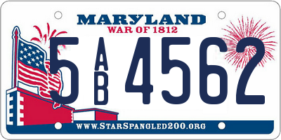 MD license plate 5AB4562