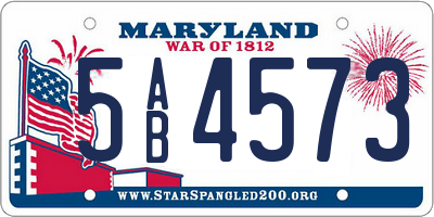 MD license plate 5AB4573