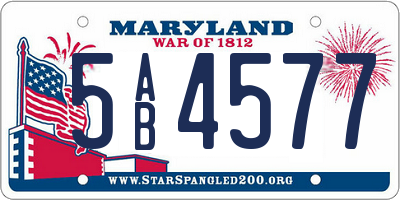 MD license plate 5AB4577