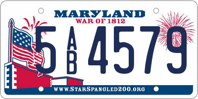MD license plate 5AB4579