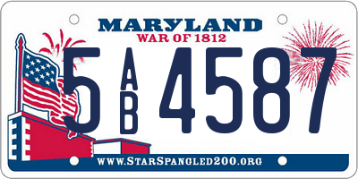 MD license plate 5AB4587