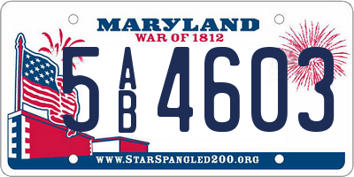 MD license plate 5AB4603