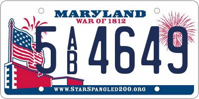 MD license plate 5AB4649