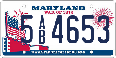MD license plate 5AB4653