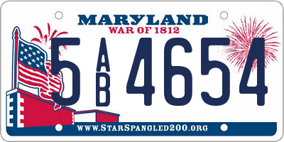 MD license plate 5AB4654