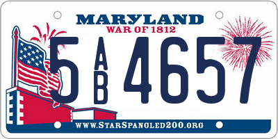 MD license plate 5AB4657