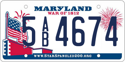 MD license plate 5AB4674