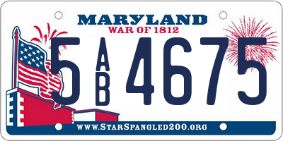 MD license plate 5AB4675
