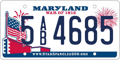 MD license plate 5AB4685