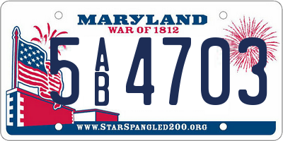 MD license plate 5AB4703