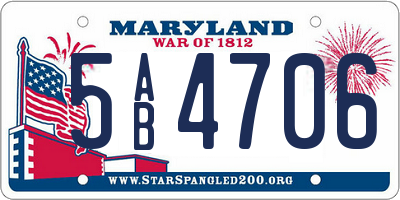 MD license plate 5AB4706