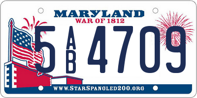 MD license plate 5AB4709