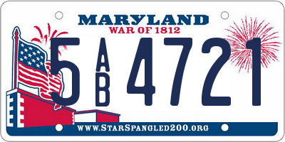 MD license plate 5AB4721