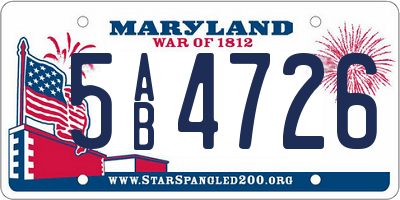 MD license plate 5AB4726