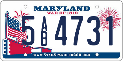 MD license plate 5AB4731