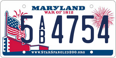MD license plate 5AB4754