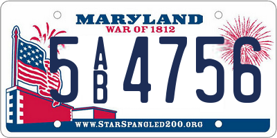 MD license plate 5AB4756