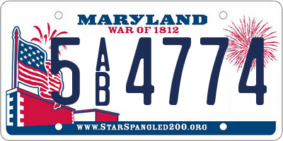 MD license plate 5AB4774