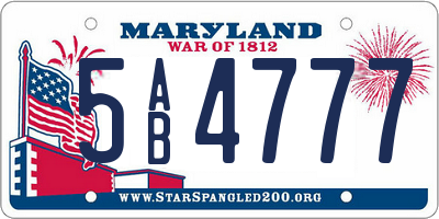 MD license plate 5AB4777