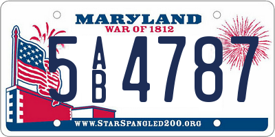 MD license plate 5AB4787