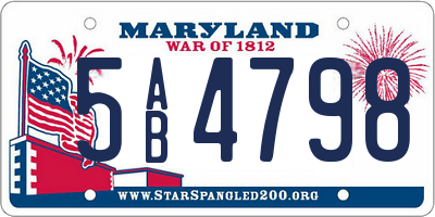 MD license plate 5AB4798
