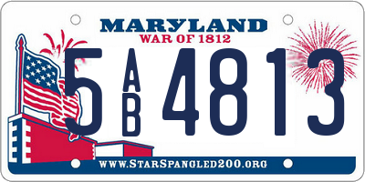 MD license plate 5AB4813