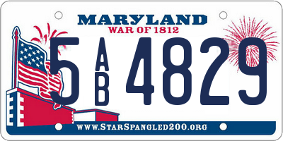 MD license plate 5AB4829