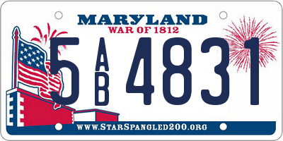 MD license plate 5AB4831
