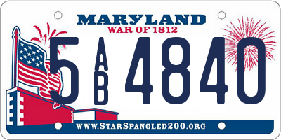 MD license plate 5AB4840