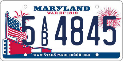 MD license plate 5AB4845