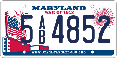 MD license plate 5AB4852