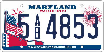 MD license plate 5AB4853