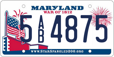 MD license plate 5AB4875