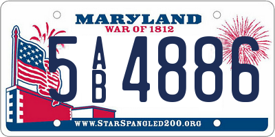 MD license plate 5AB4886