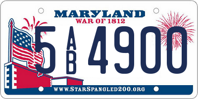 MD license plate 5AB4900