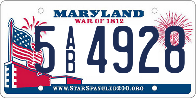 MD license plate 5AB4928