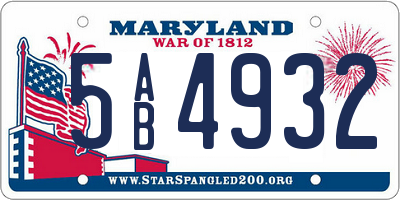 MD license plate 5AB4932