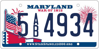 MD license plate 5AB4934