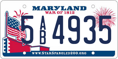 MD license plate 5AB4935