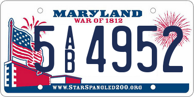 MD license plate 5AB4952