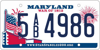 MD license plate 5AB4986