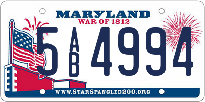 MD license plate 5AB4994