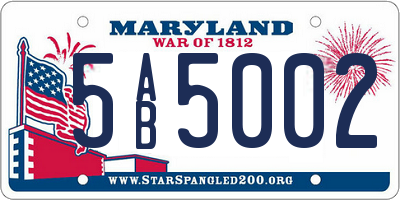 MD license plate 5AB5002