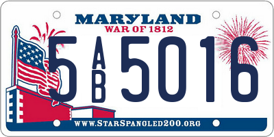 MD license plate 5AB5016
