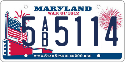 MD license plate 5AB5114